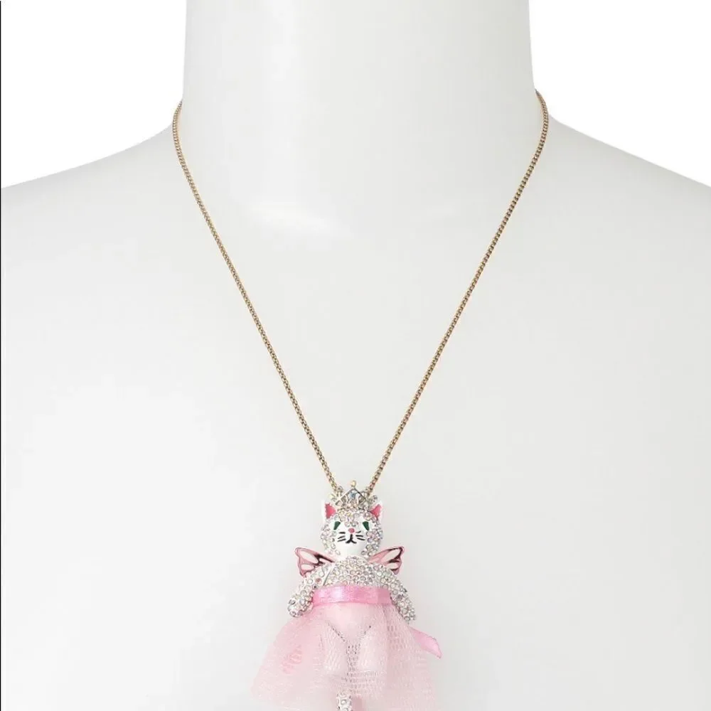 Betsey Johnson Cat Fairy Pendant Necklace